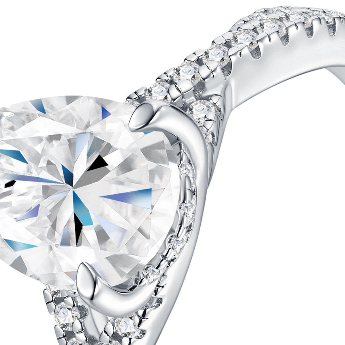 Peruccia Pear-Cut Moissanite Solitaire Ring in Sterling Silver
