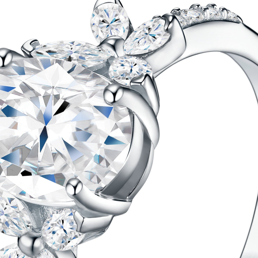 Ovalflor Oval-Cut Moissanite Solitaire Ring in Sterling Silver