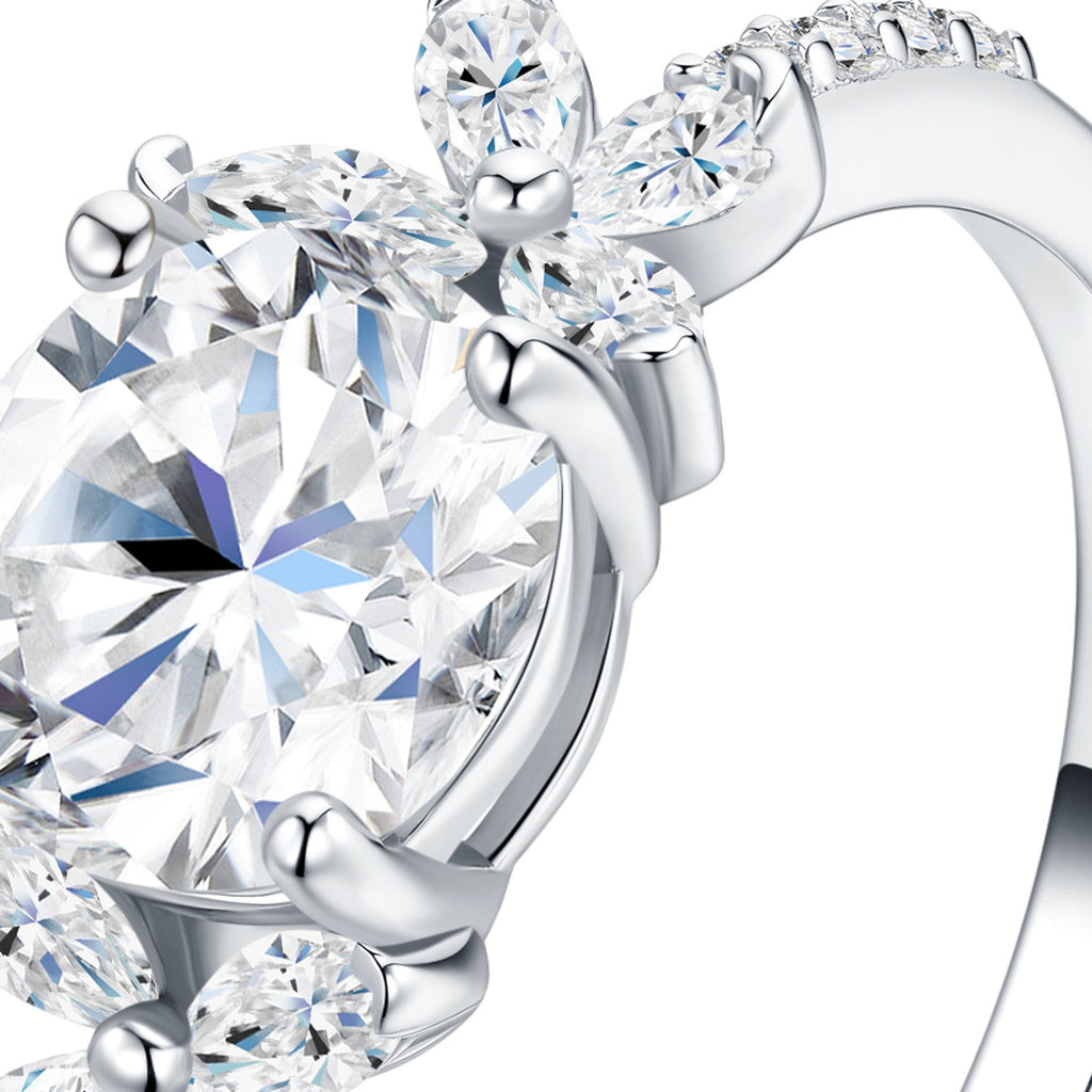 Fiorhalo Moissanite Halo Ring in Sterling Silver