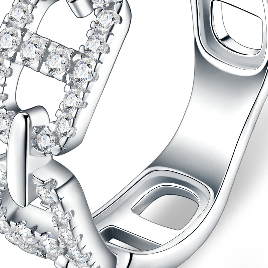 Ancora Moissanite Band Ring in Sterling Silver