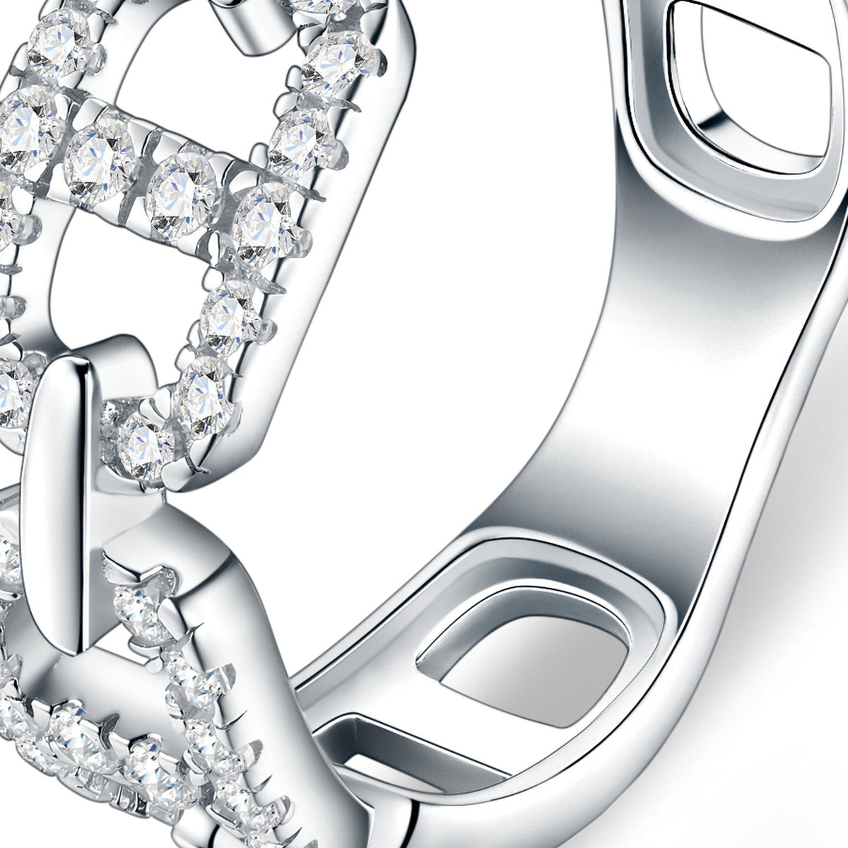 Ancora Moissanite Band Ring in Sterling Silver
