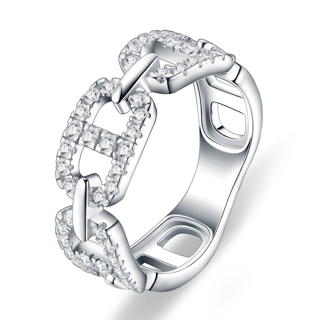 Ancora Moissanite Band Ring in Sterling Silver
