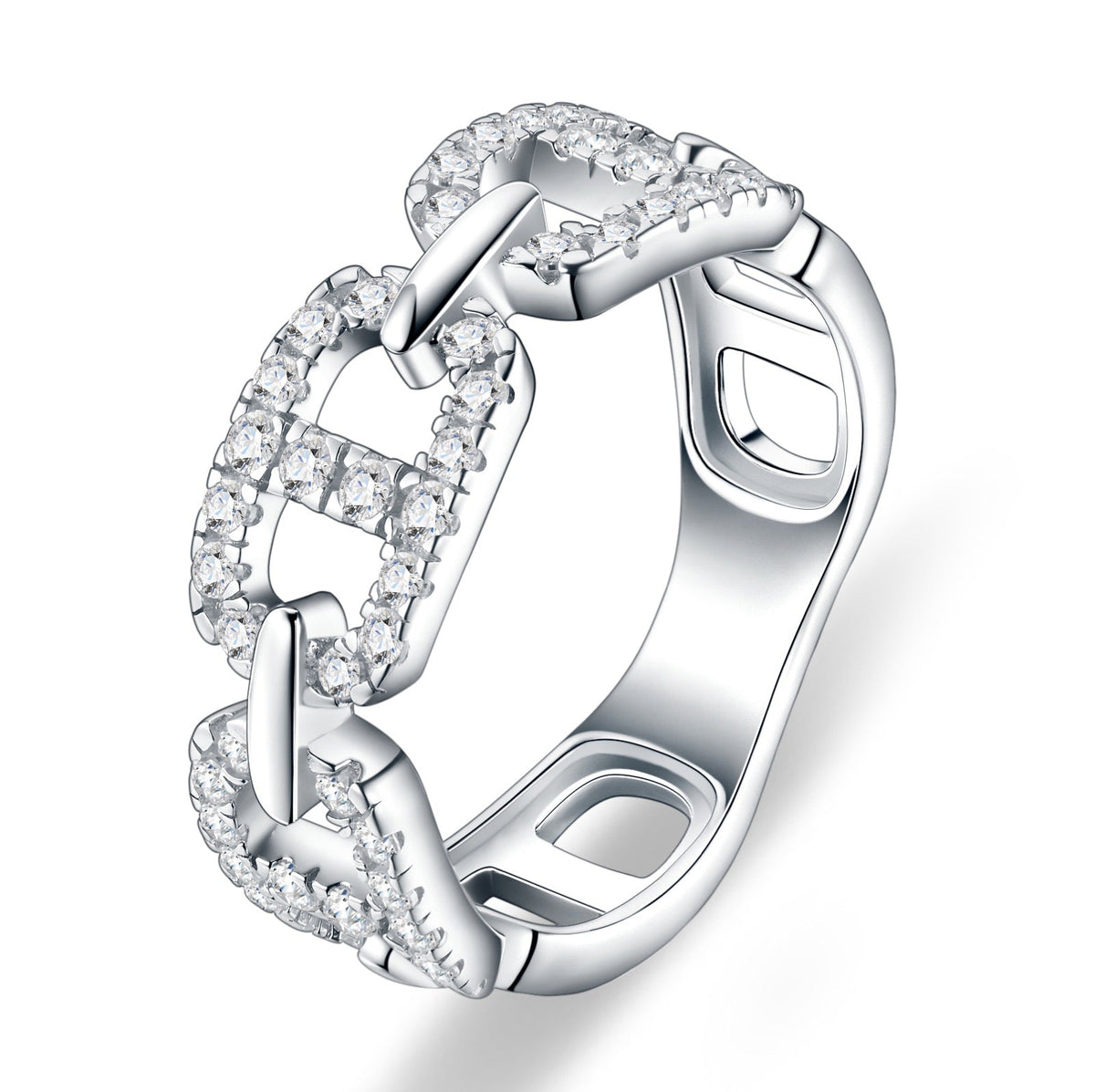 Ancora Moissanite Band Ring in Sterling Silver