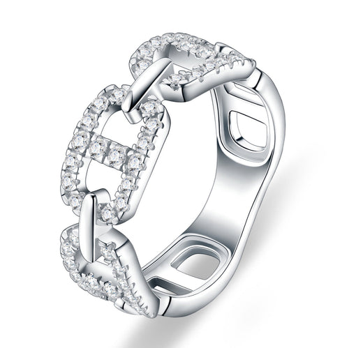 Ancora Moissanite Band Ring in Sterling Silver