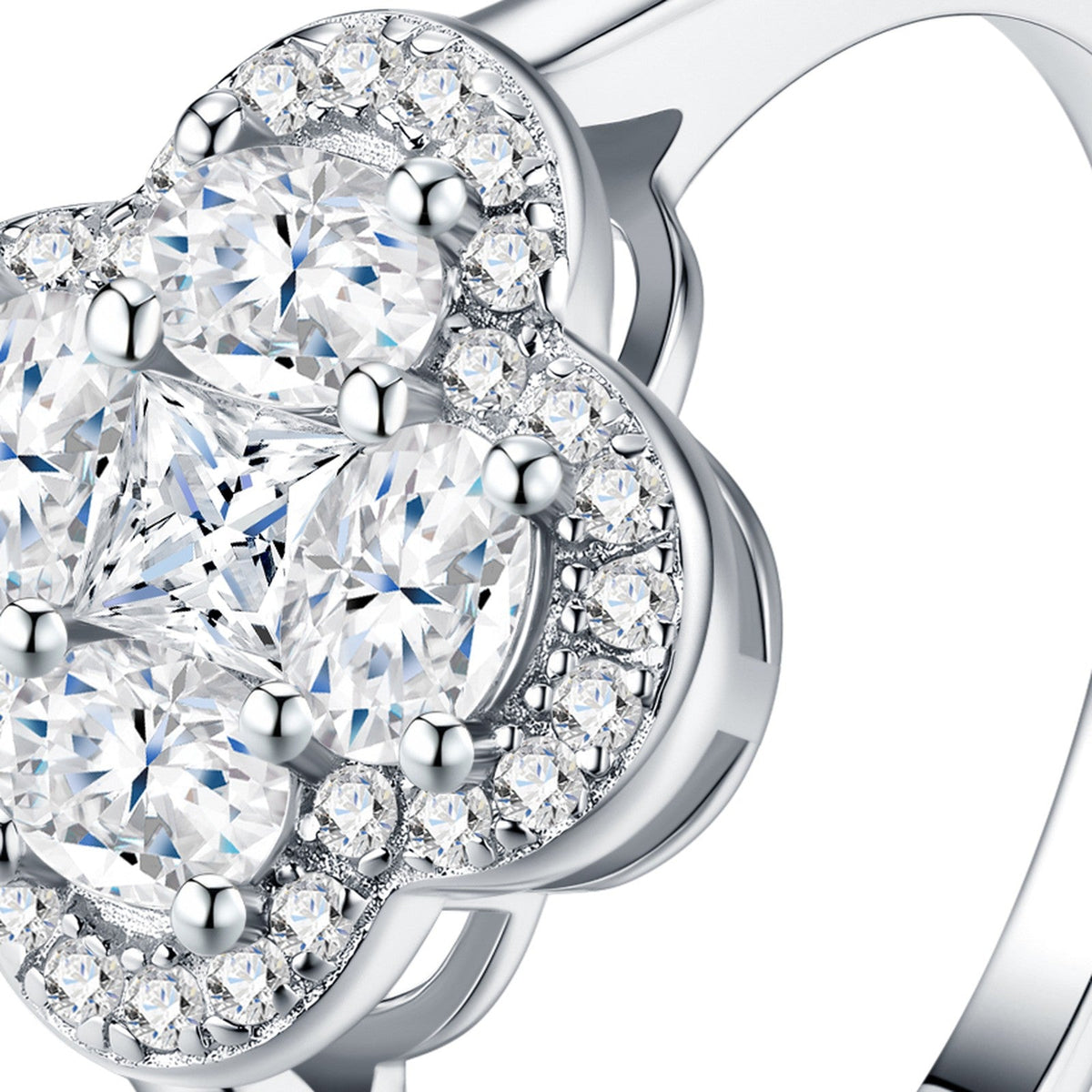 Fiorquattro Moissanite Halo Ring in Sterling Silver