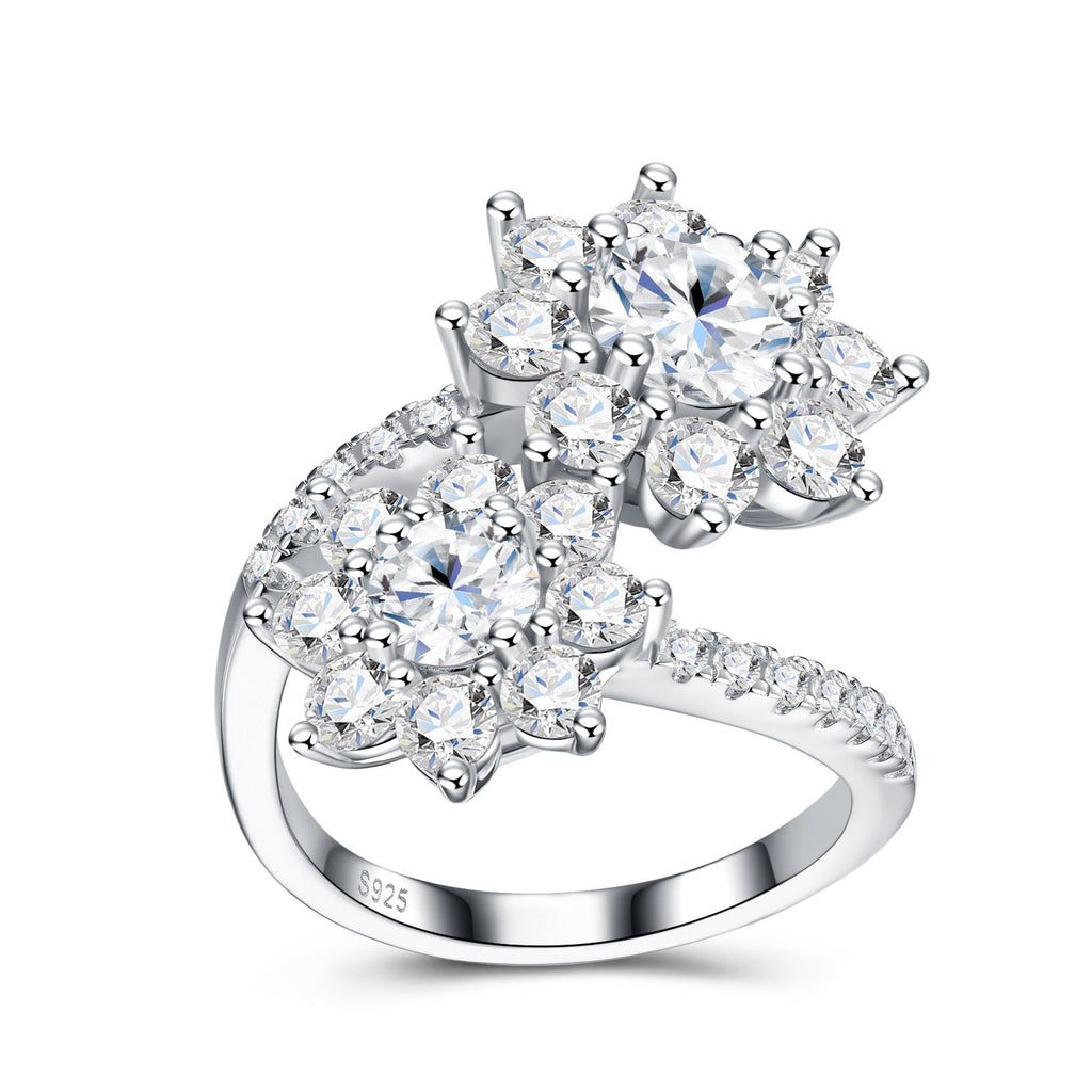 Fioribypass Moissanite Cluster Ring in Sterling Silver