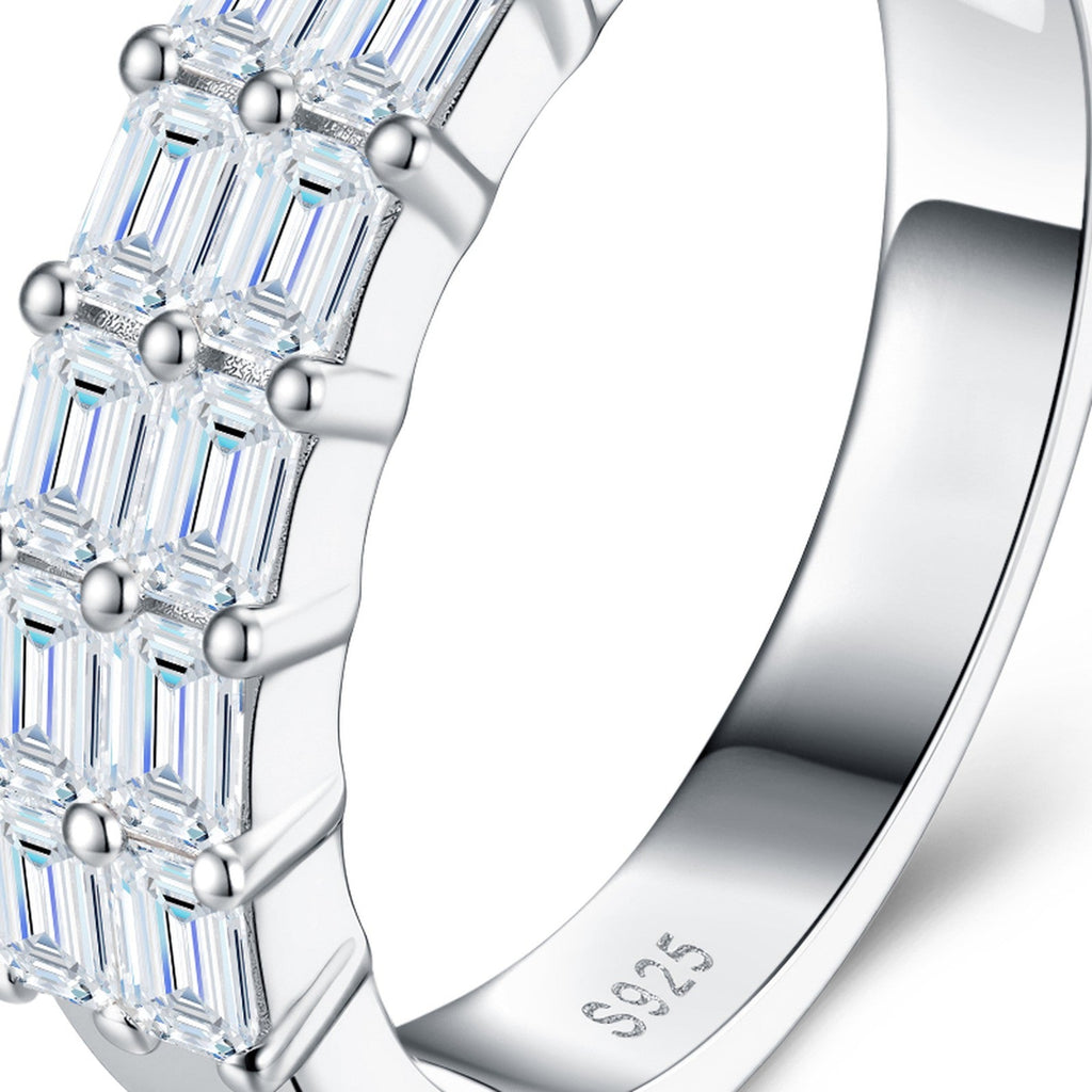 Barrona Moissanite Band Ring in Sterling Silver