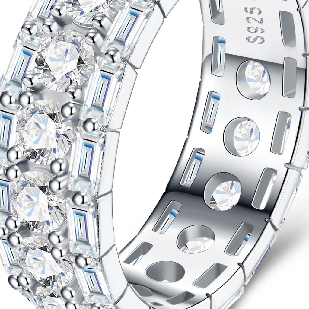 Duefile Moissanite Eternity Band Ring in Sterling Silver
