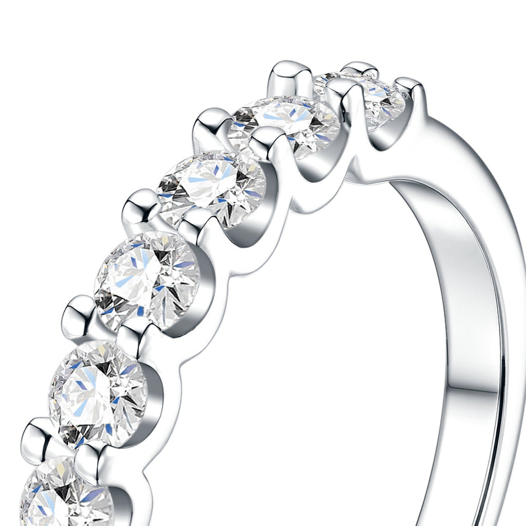 Cadenza Moissanite Eternity Band Ring in Sterling Silver