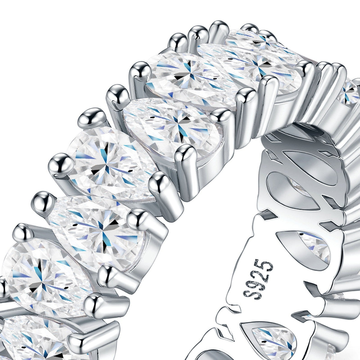 Peretta Moissanite Eternity Band Ring in Sterling Silver
