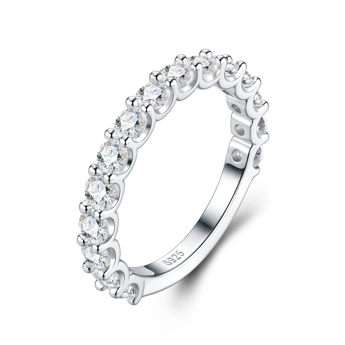 Binaria Moissanite Eternity Band Ring in Sterling Silver