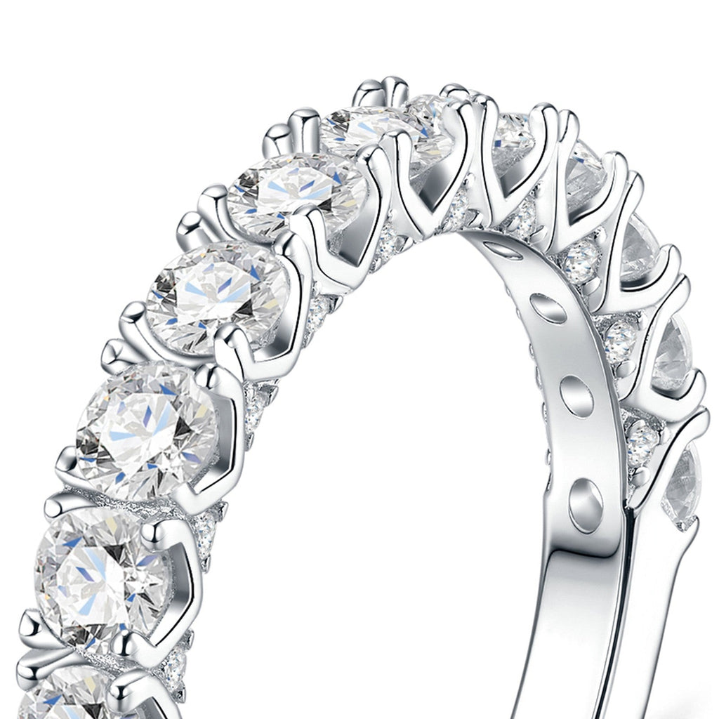 Prismella Moissanite Eternity Band Ring in Sterling Silver