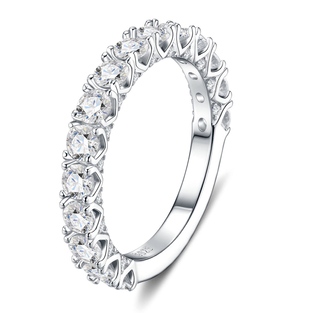 Prismella Moissanite Eternity Band Ring in Sterling Silver