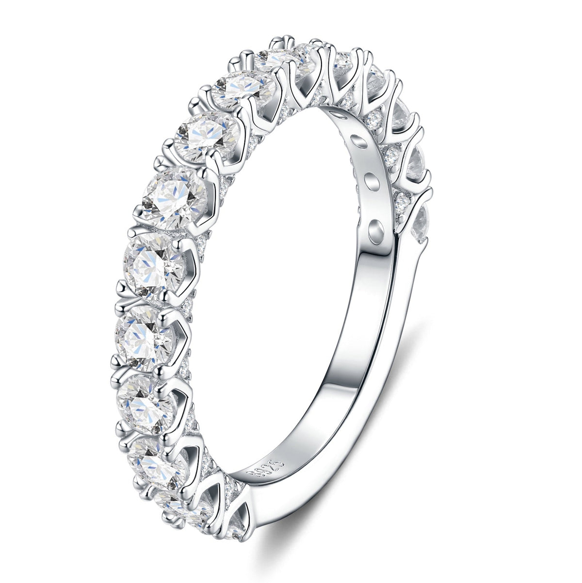 Prismella Moissanite Eternity Band Ring in Sterling Silver