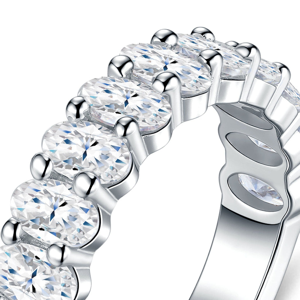 Perline Moissanite Eternity Band Ring in Sterling Silver