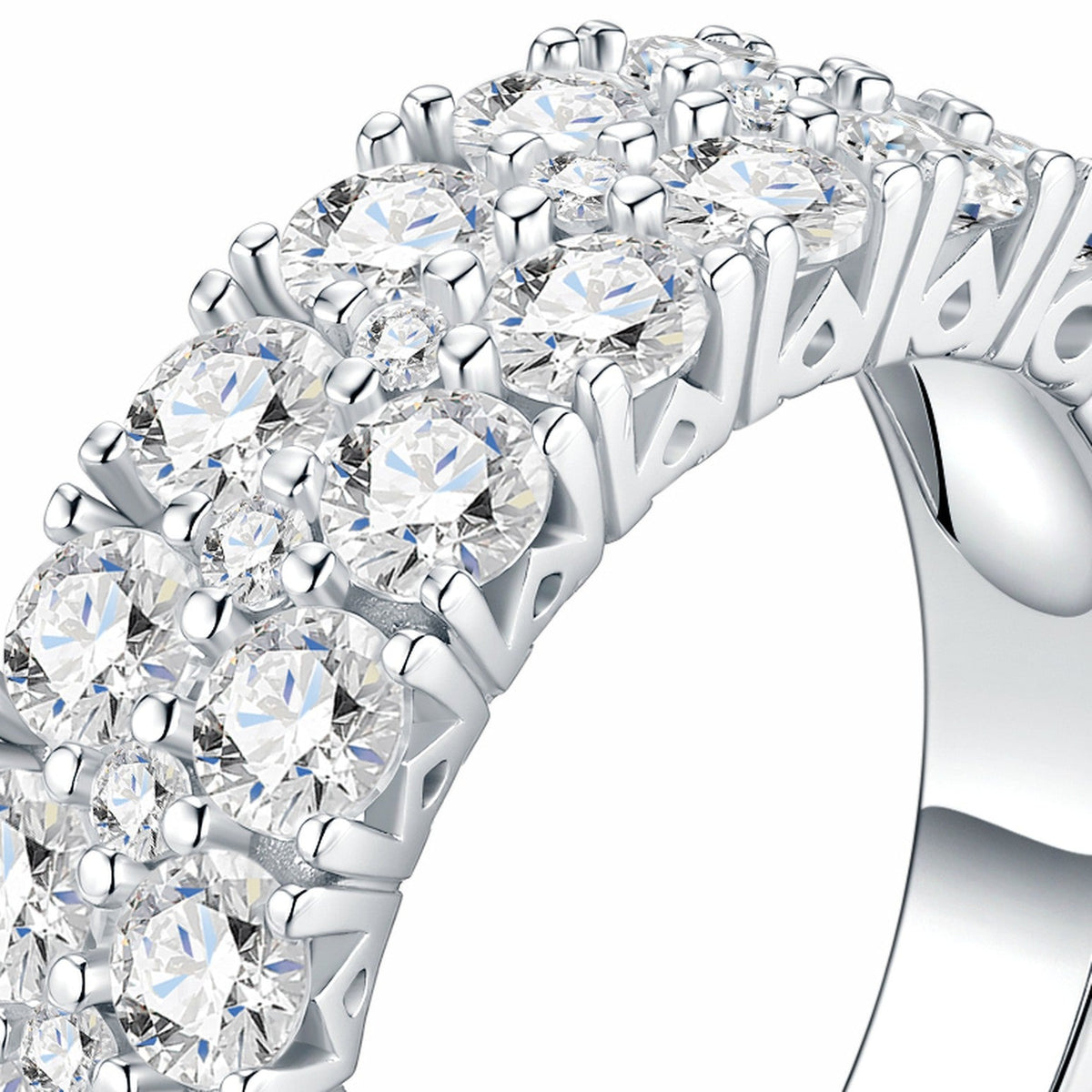 Larghetta Moissanite Band Ring in Sterling Silver