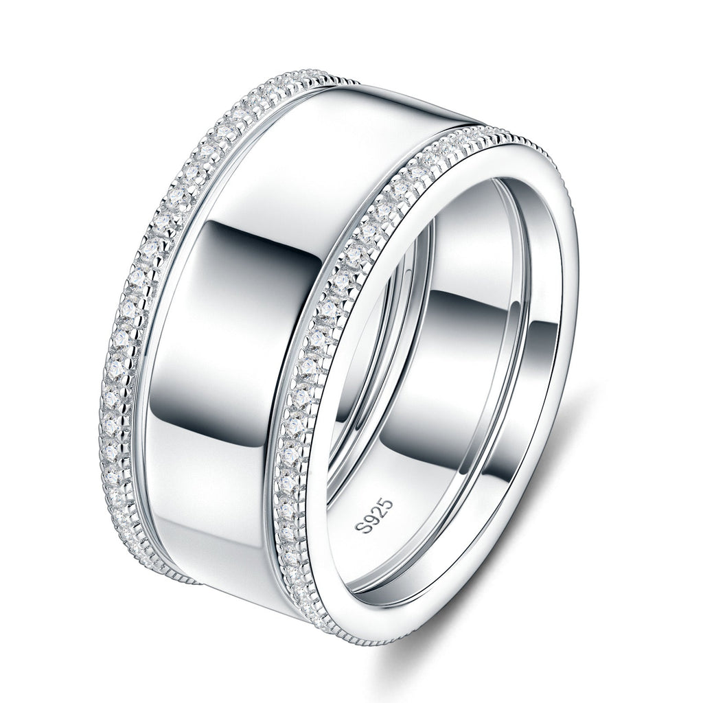 Cornici Moissanite Band Ring in Sterling Silver