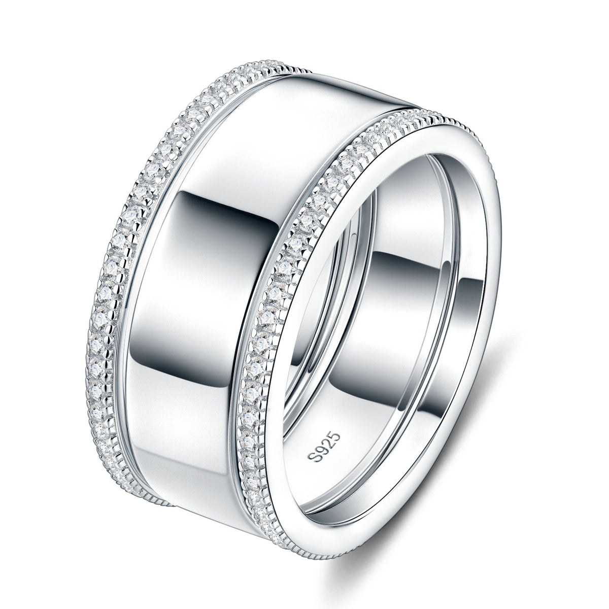 Cornici Moissanite Band Ring in Sterling Silver