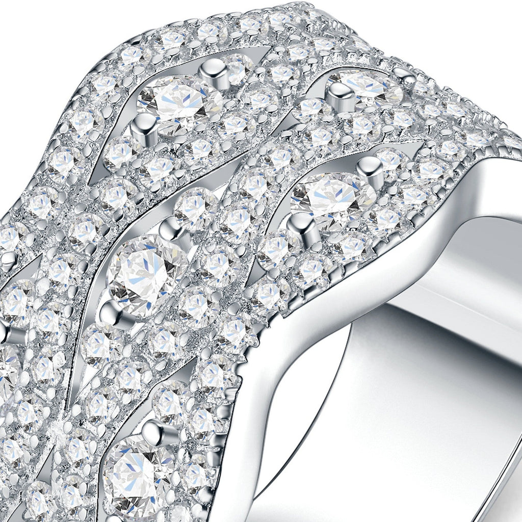 Fastosa Moissanite Band Ring in Sterling Silver