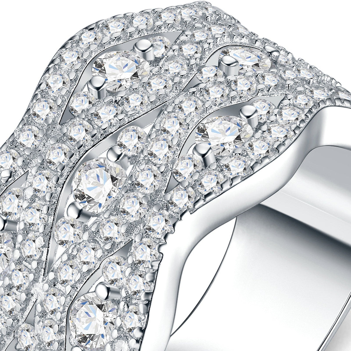 Fastosa Moissanite Band Ring in Sterling Silver