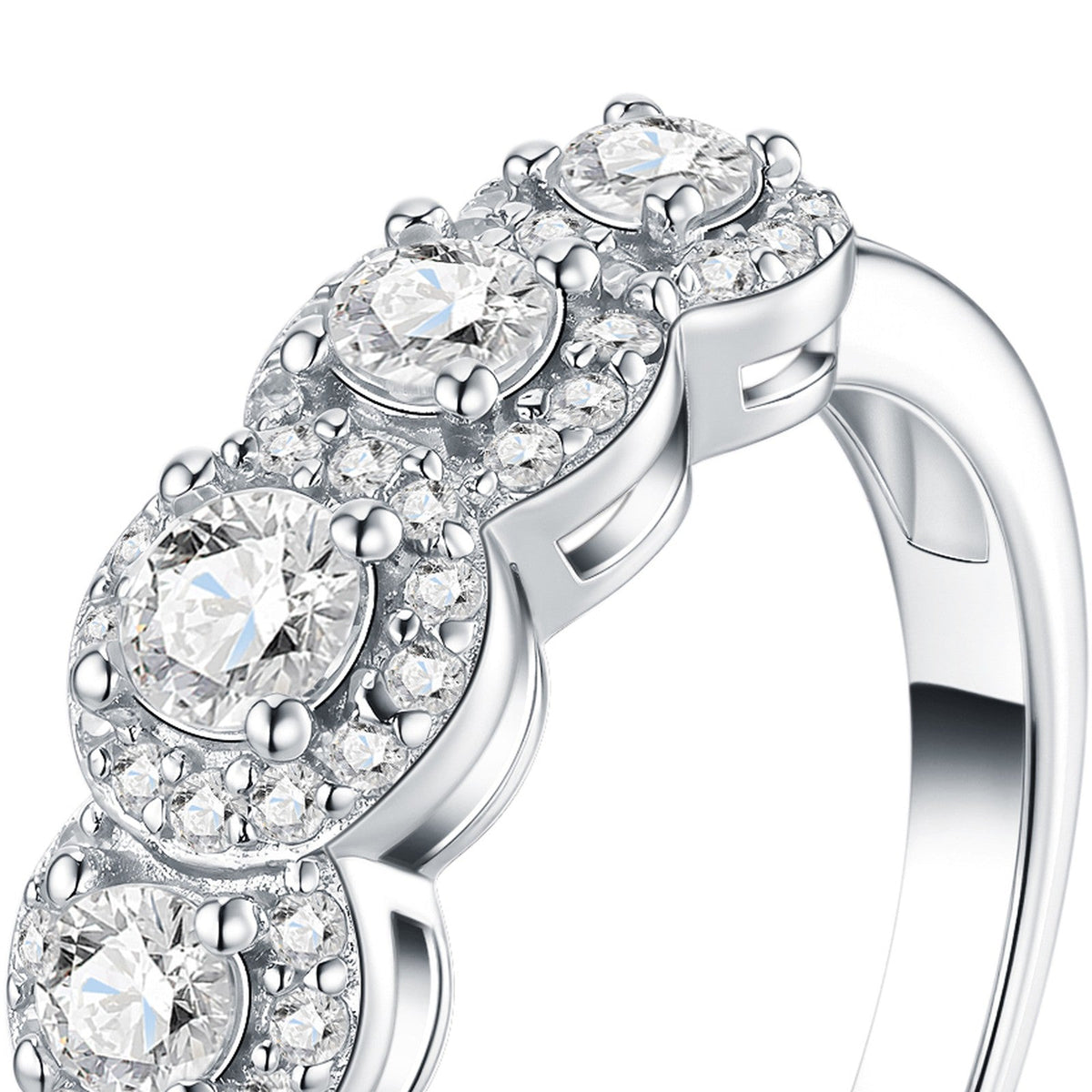 Quintalo Moissanite Five-Stone Ring in Sterling Silver