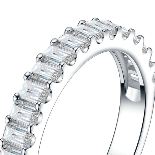 Baguetterna Moissanite Eternity Band Ring in Sterling Silver