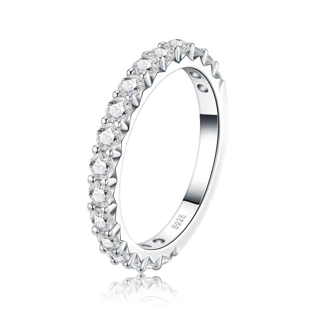 Tondina Moissanite Eternity Band Ring in Sterling Silver