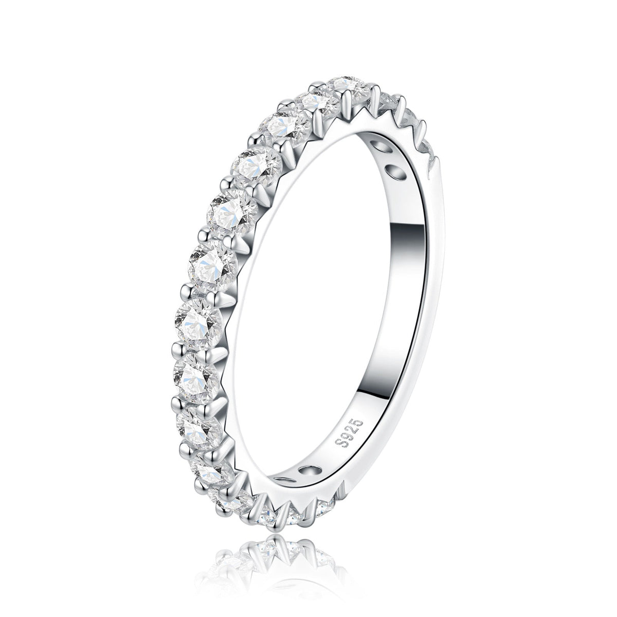 Tondina Moissanite Eternity Band Ring in Sterling Silver