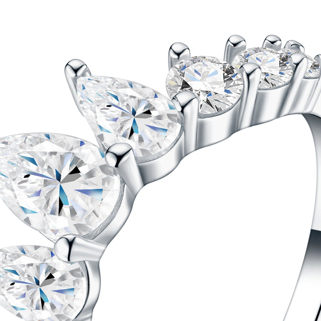 Peracorona Pear-Cut Moissanite Band Ring in Sterling Silver
