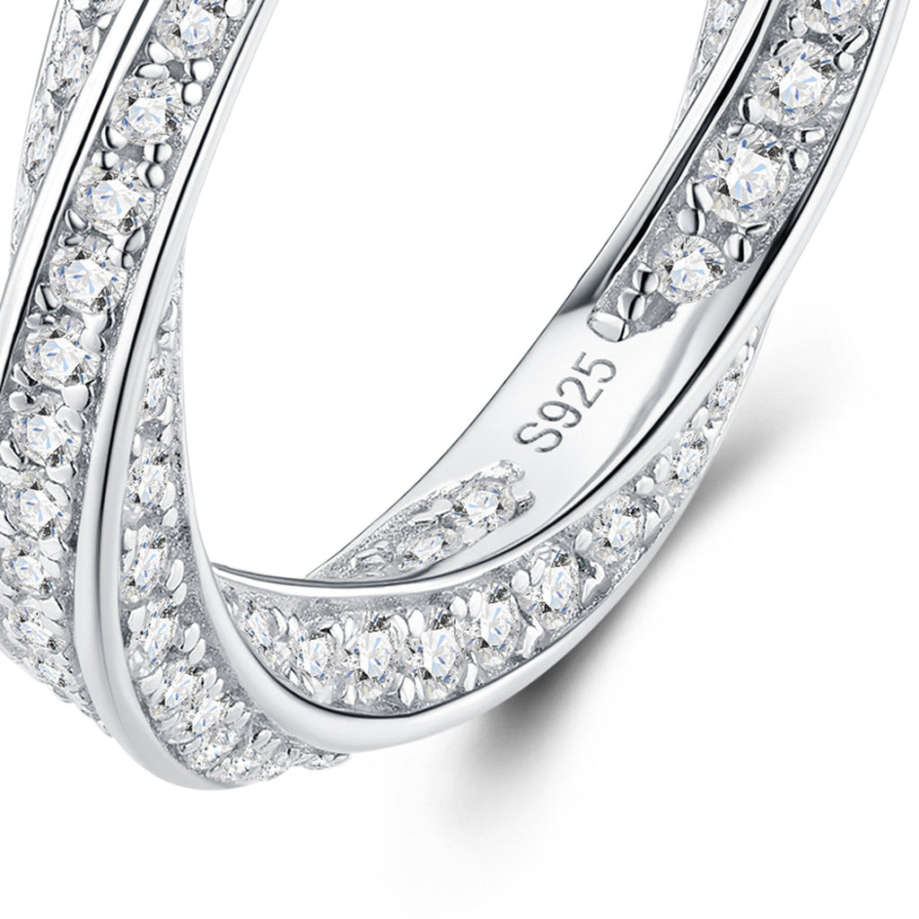 Bordata Moissanite Eternity Band Ring in Sterling Silver