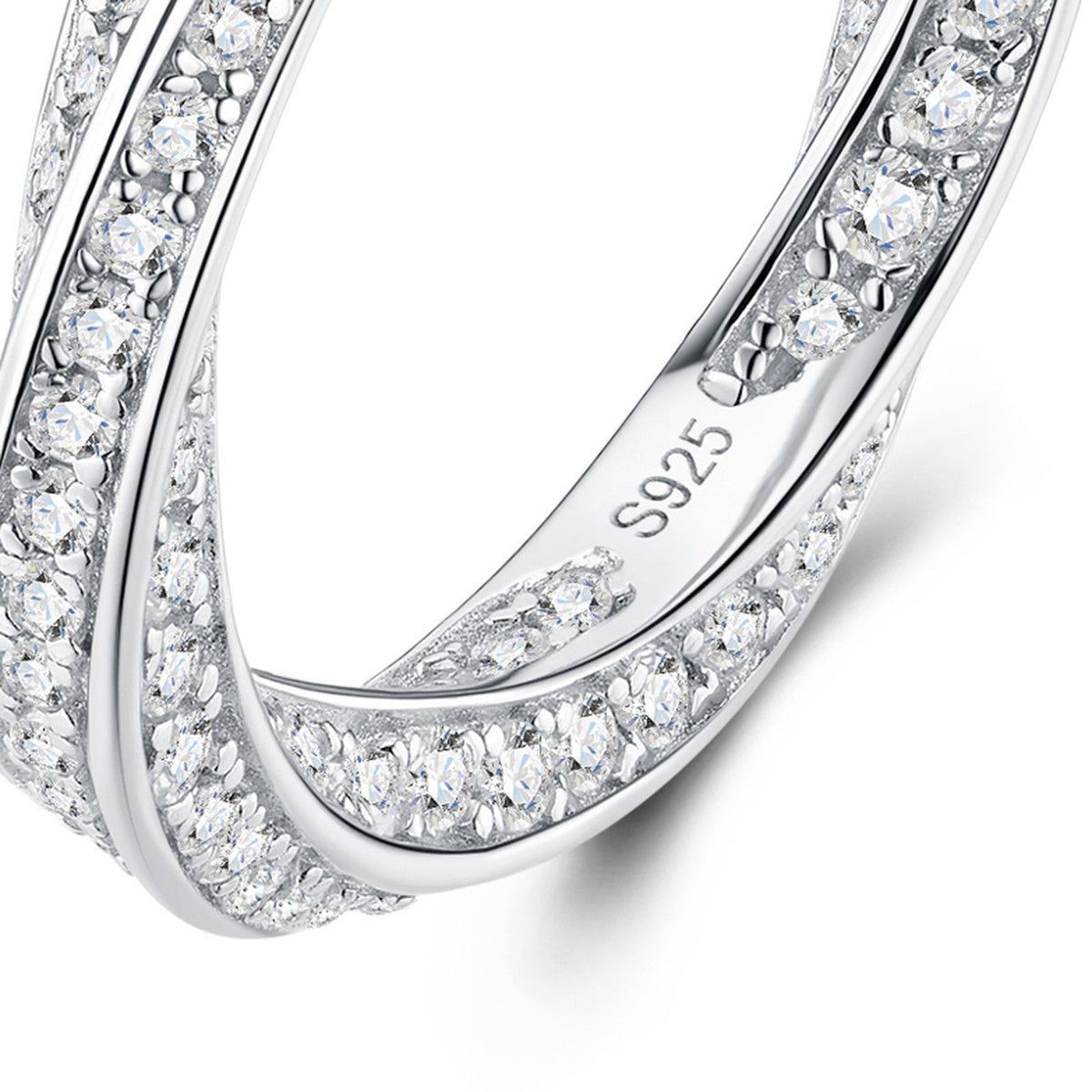 Bordata Moissanite Eternity Band Ring in Sterling Silver