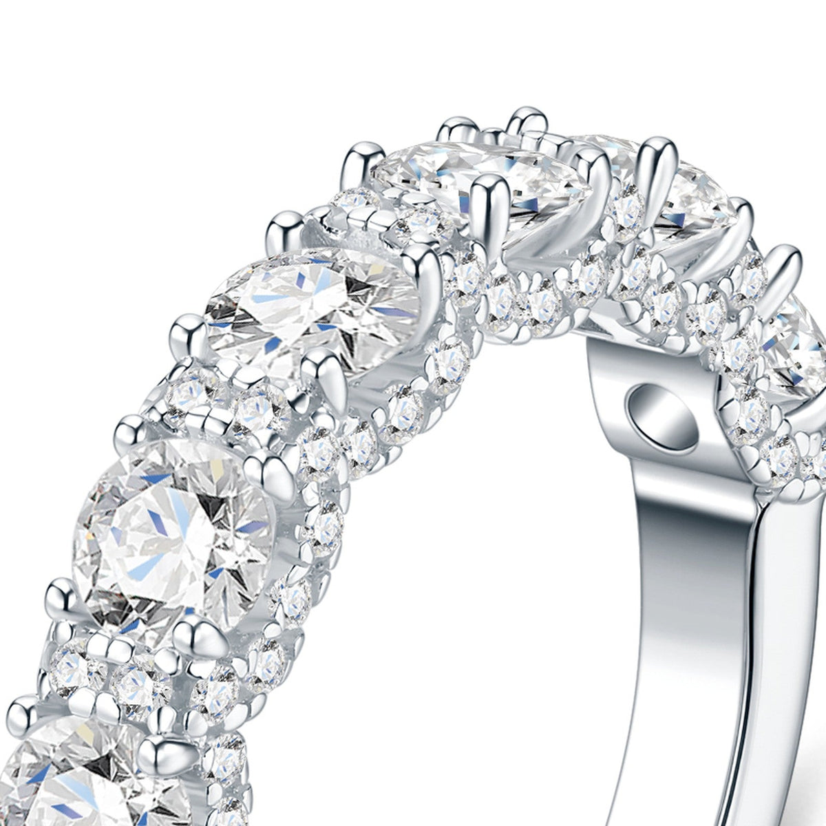 Doppiofilo Moissanite Band Ring in Sterling Silver