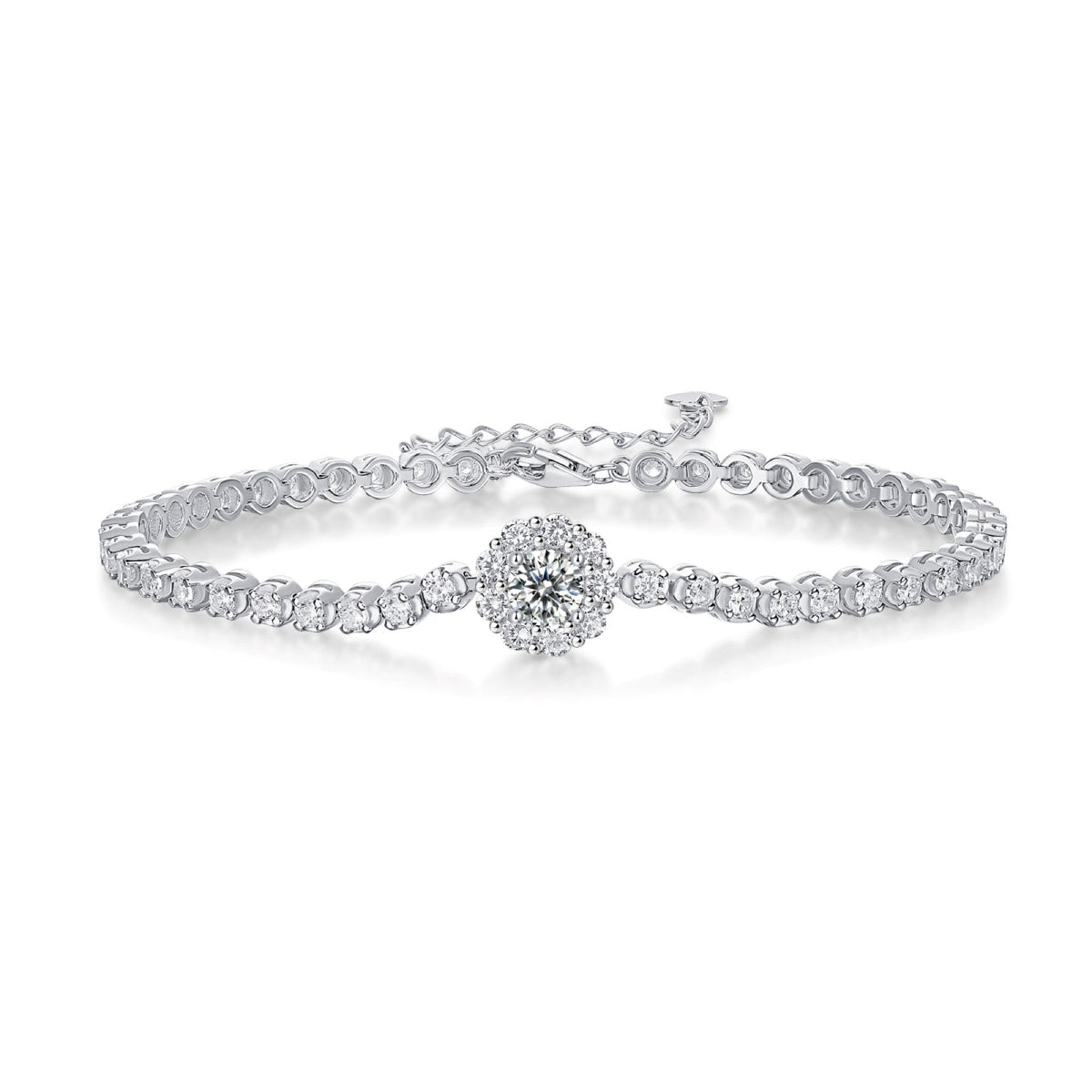 Bridge Moissanite Tennis Bracelet in Sterling Silver