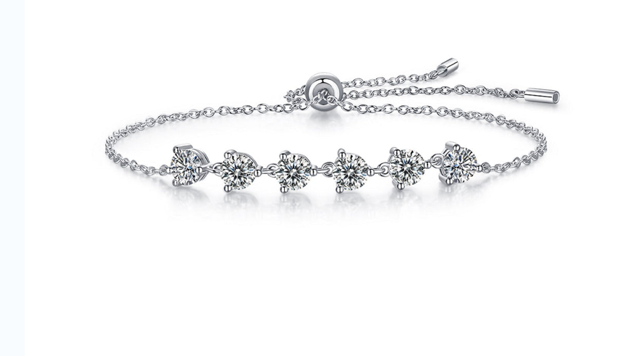Stations Moissanite Station Bracelet in Sterling Silver