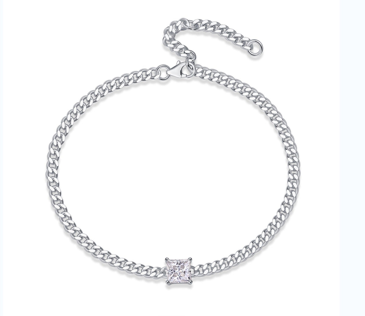 Fermezza Moissanite Chain Bracelet in Sterling Silver