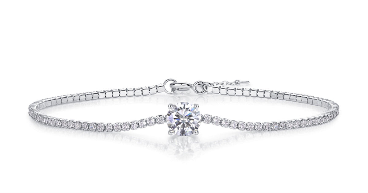 Alba 1 Carat Moissanite Chain Bracelet in Sterling Silver