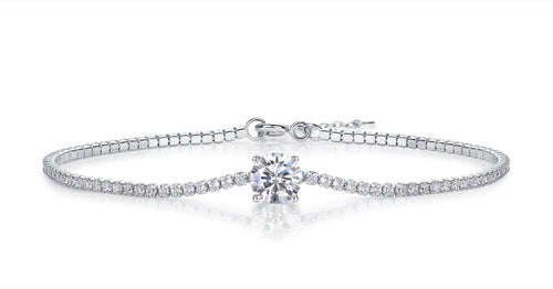 Alba 1 Carat Moissanite Chain Bracelet in Sterling Silver