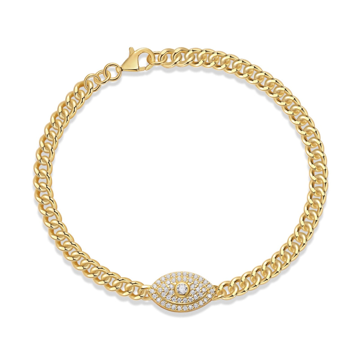 Occhio Moissanite Chain Bracelet in Gold-Tone Sterling Silver
