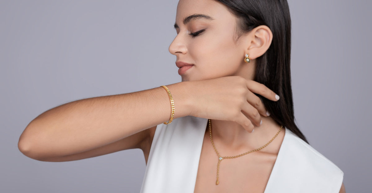 Cubana Moissanite Chain Bracelet in Gold-Tone Sterling Silver