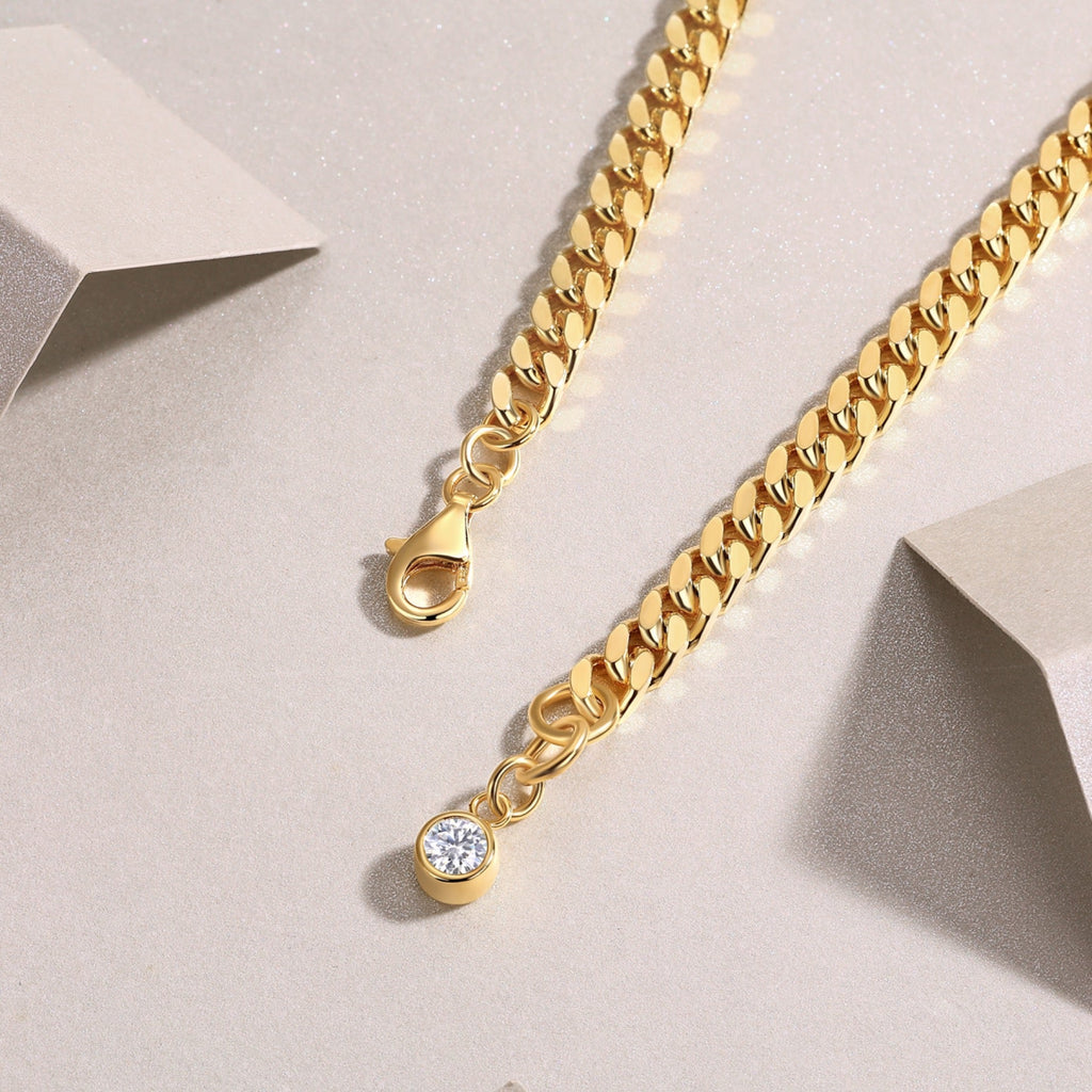 Cubana Moissanite Chain Bracelet in Gold-Tone Sterling Silver