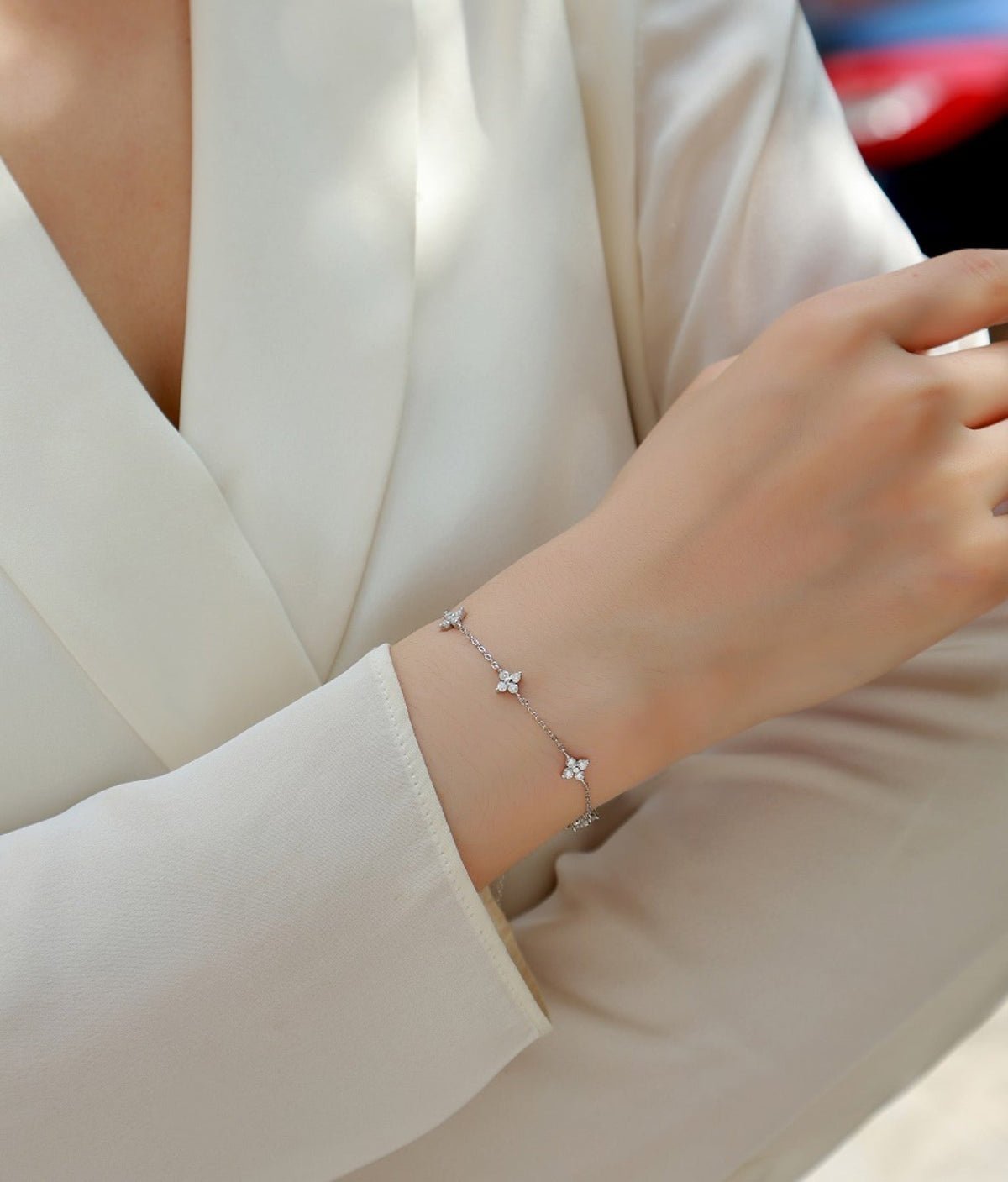 Astri Moissanite Chain Bracelet in Sterling Silver