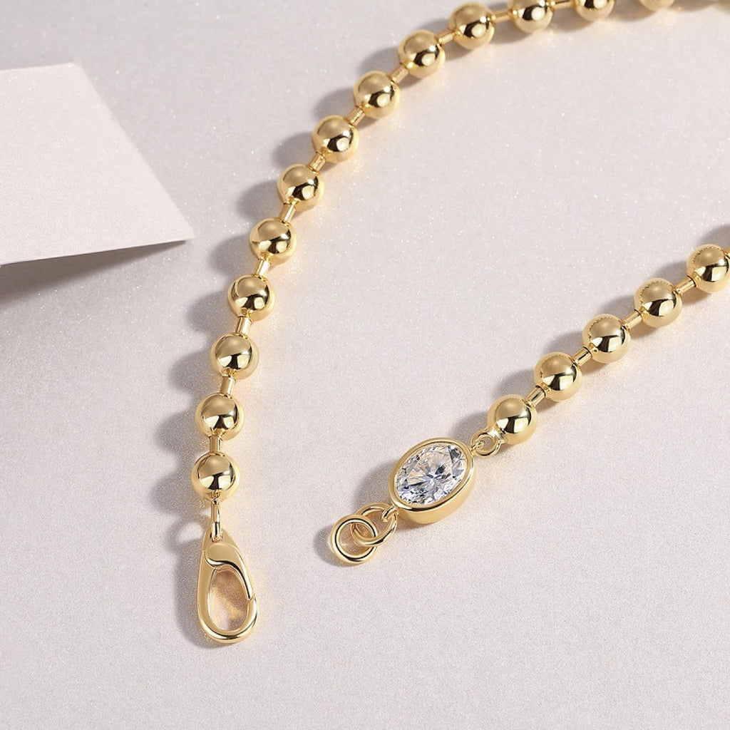 Perlaoro Moissanite Beaded Bracelet in Gold-Tone Sterling Silver
