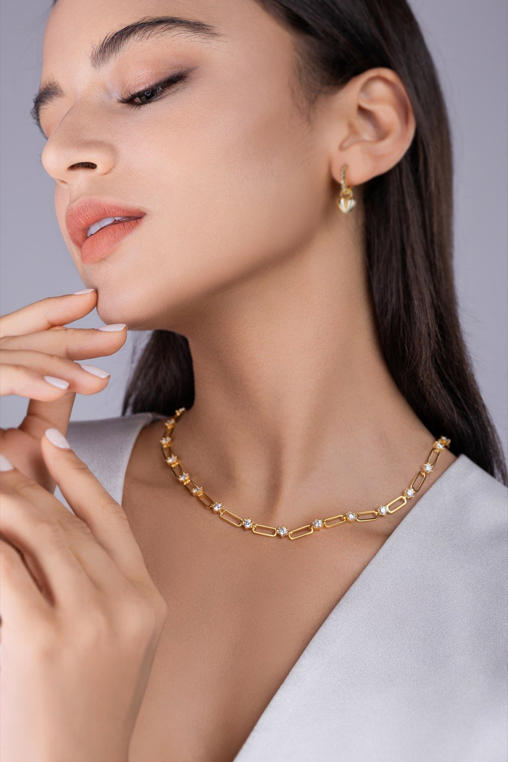 Graffetta Moissanite Chain Bracelet in Gold-Tone Sterling Silver