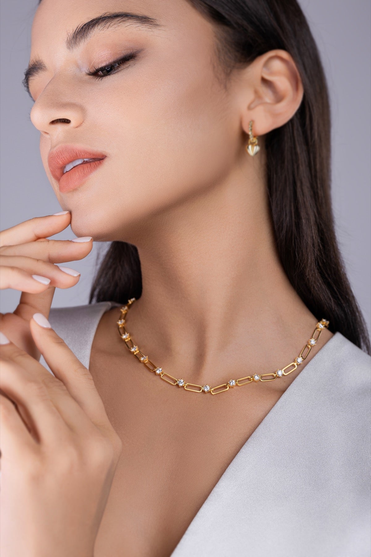 Graffetta Moissanite Chain Bracelet in Gold-Tone Sterling Silver