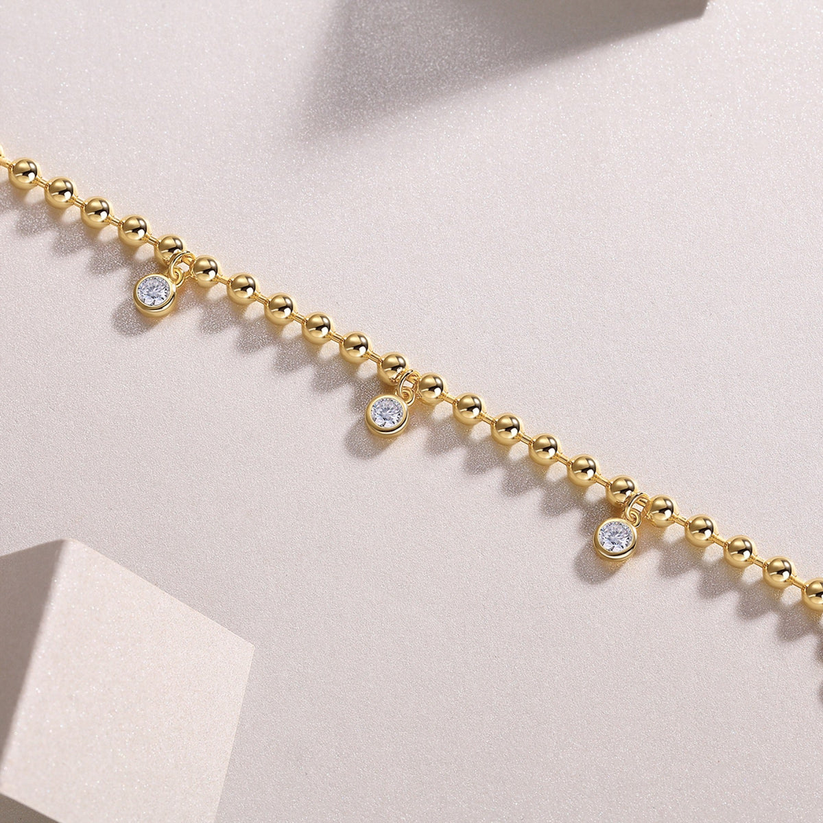 Chime Moissanite Beaded Bracelet in Gold-Tone Sterling Silver
