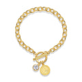 Sentiero Moissanite Chain Bracelet in Gold-Tone Sterling Silver