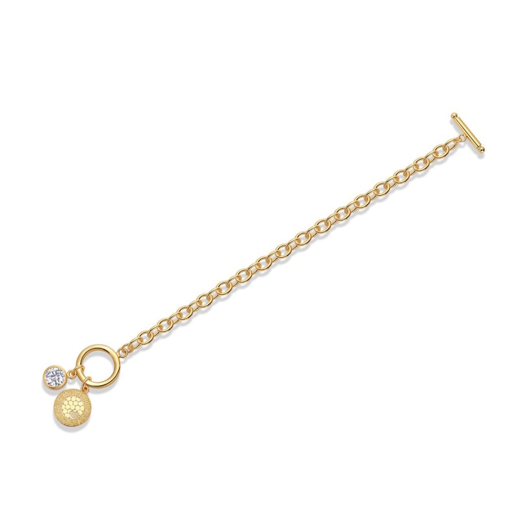 Sentiero Moissanite Chain Bracelet in Gold-Tone Sterling Silver