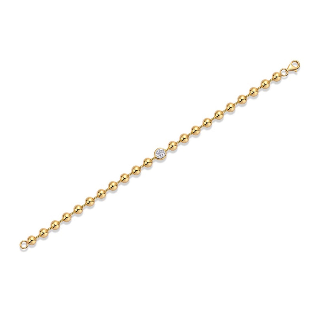 Perlaggio Moissanite Beaded Bracelet in Gold-Tone Sterling Silver