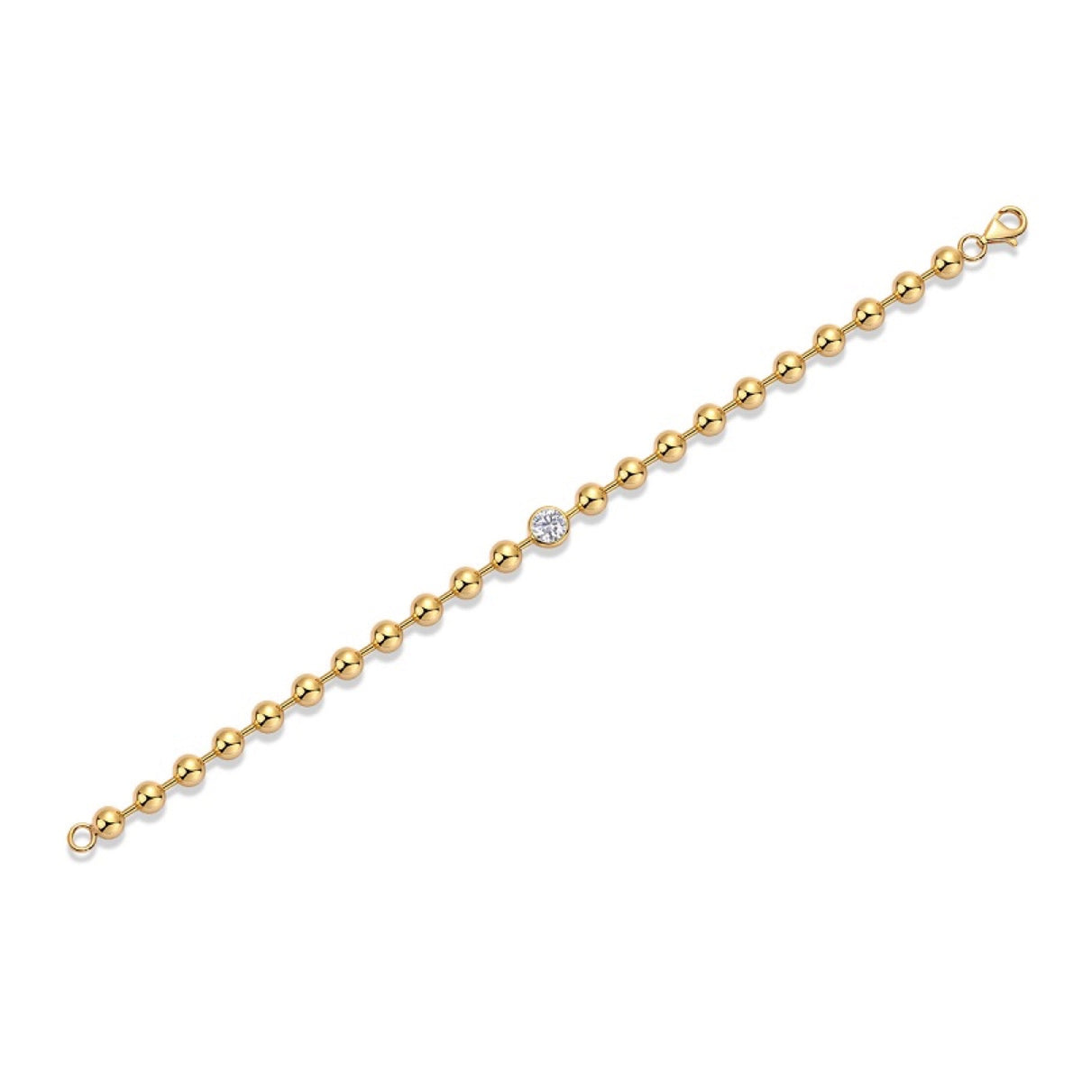 Perlaggio Moissanite Beaded Bracelet in Gold-Tone Sterling Silver