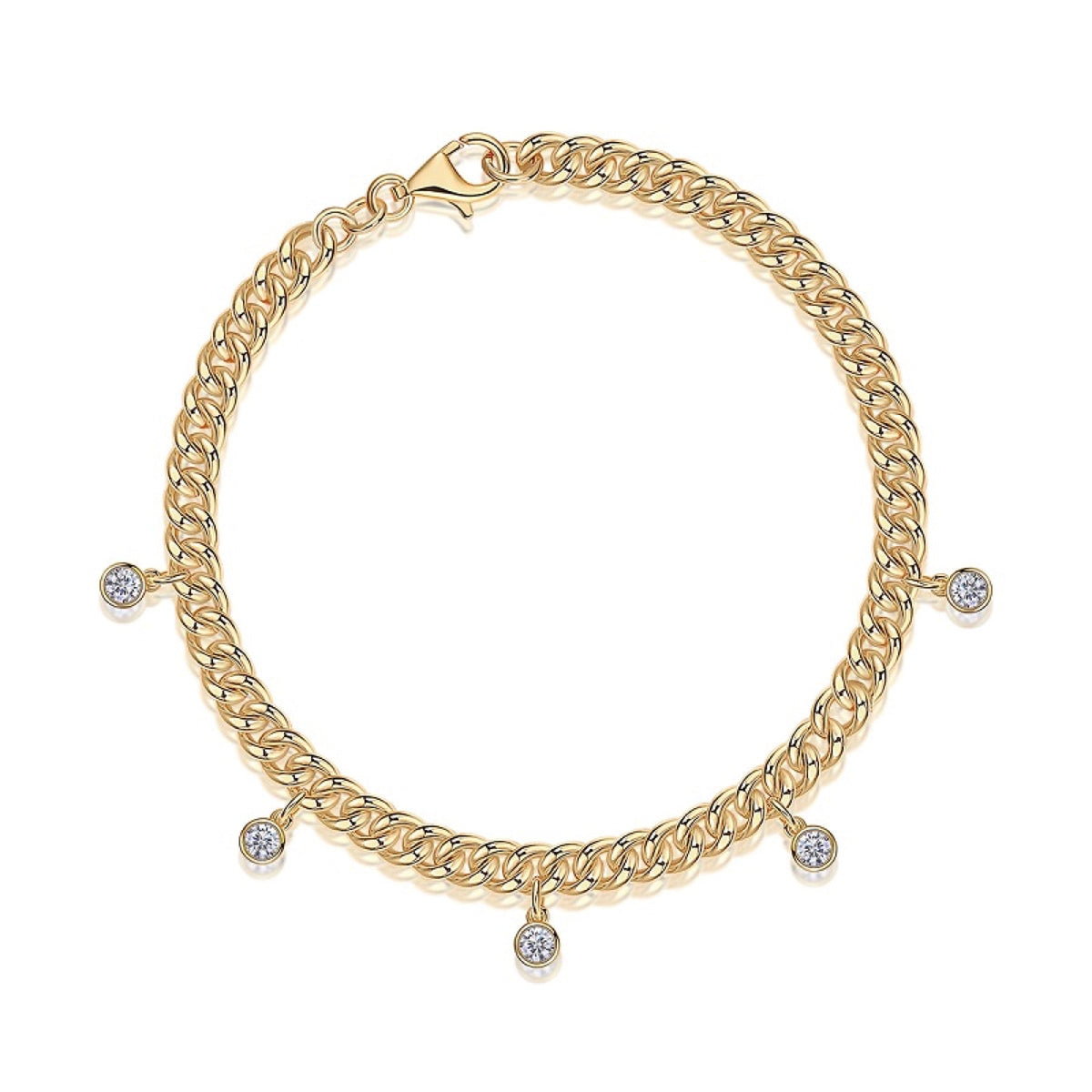 Montenero Moissanite Chain Bracelet in Gold-Tone Sterling Silver